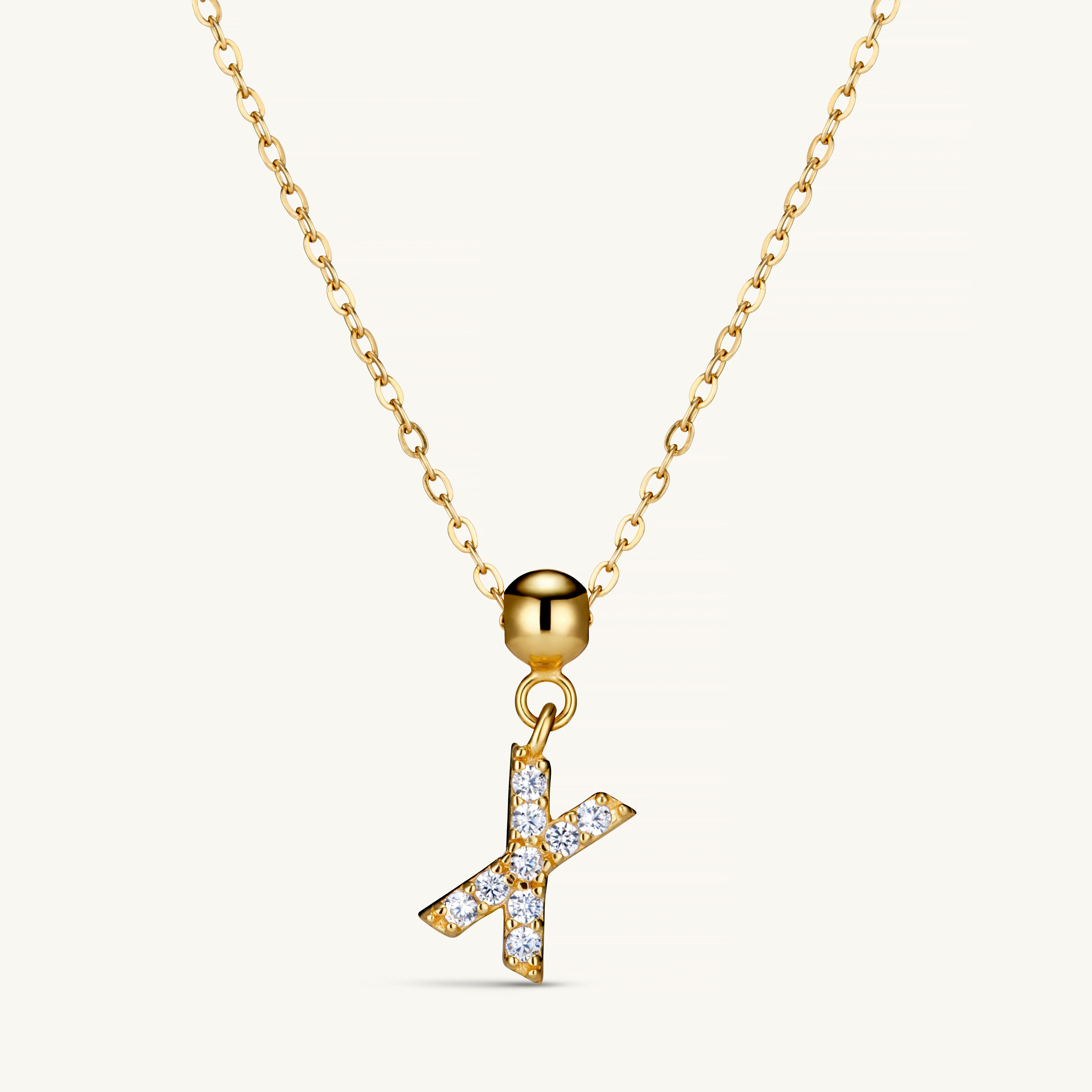 X Diamond Initial Charm Gold - Image 4