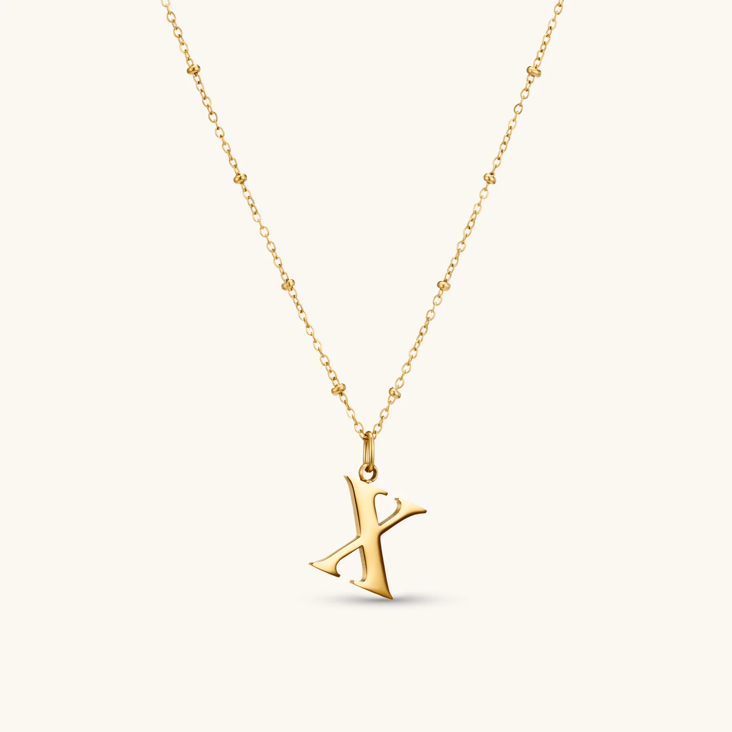 X Initial Pendant Necklace Gold