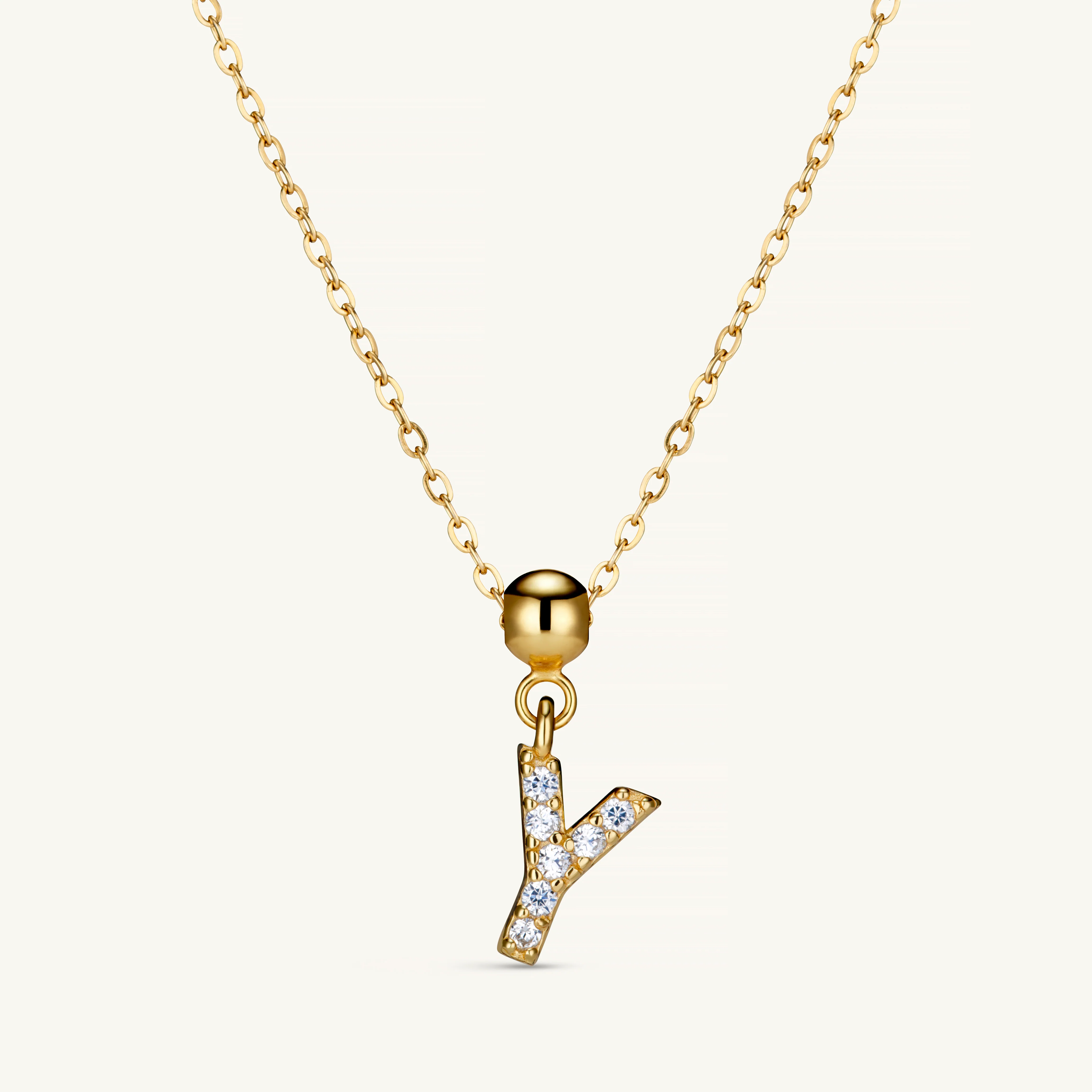 Y Diamond Initial Charm Gold - Image 2